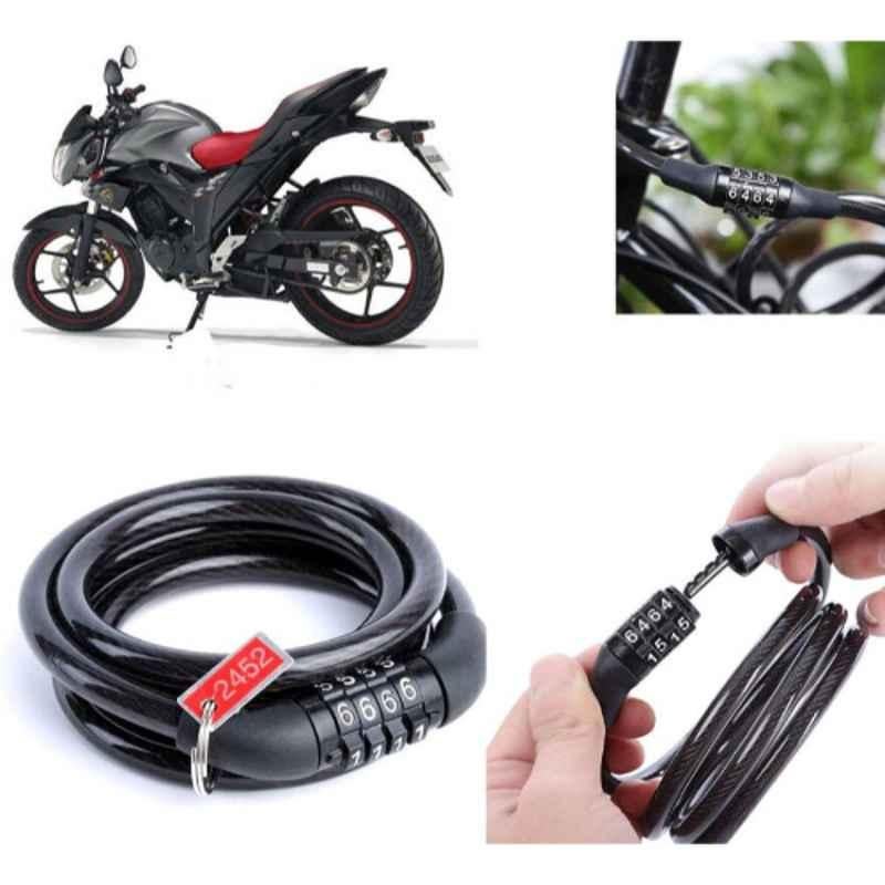 Auto Pearl PVC & Plastic Black Combination Cable Lock for Gixxer Special Edition