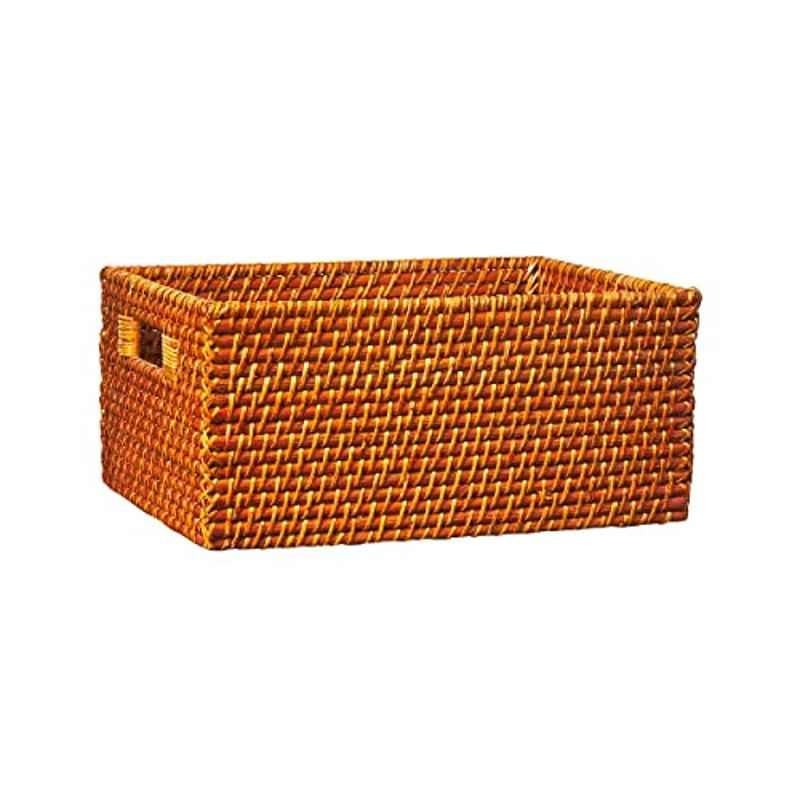 Homesmiths 38x28x18cm Rattan Copper Storage Bin With Handle, 706606, Size: Large