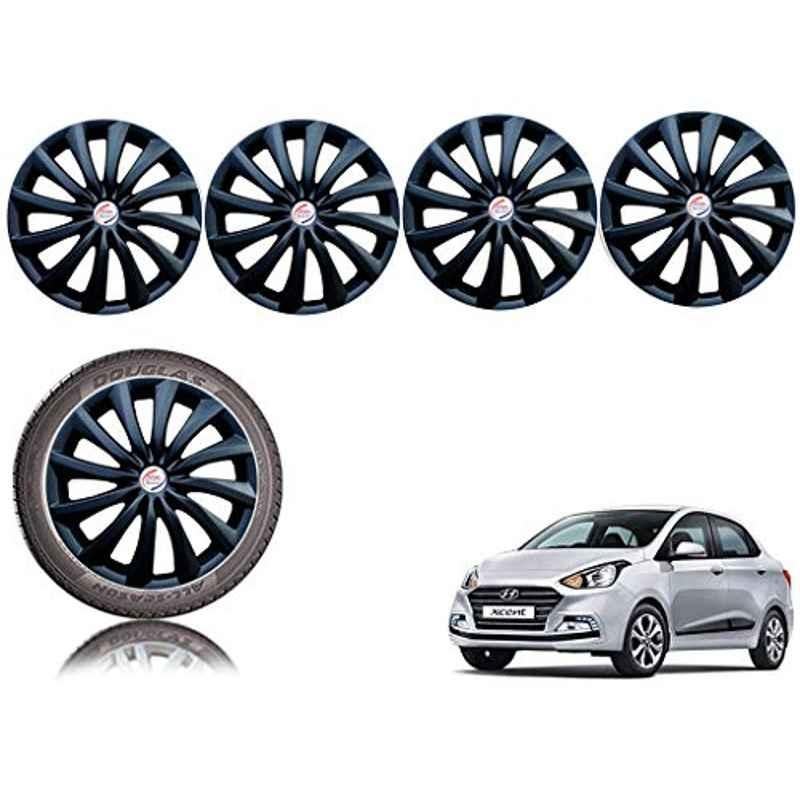 Auto Pearl 4 Pcs 14 inch ABS Black Car Wheel Cover Set for Hyundai Xcent2018