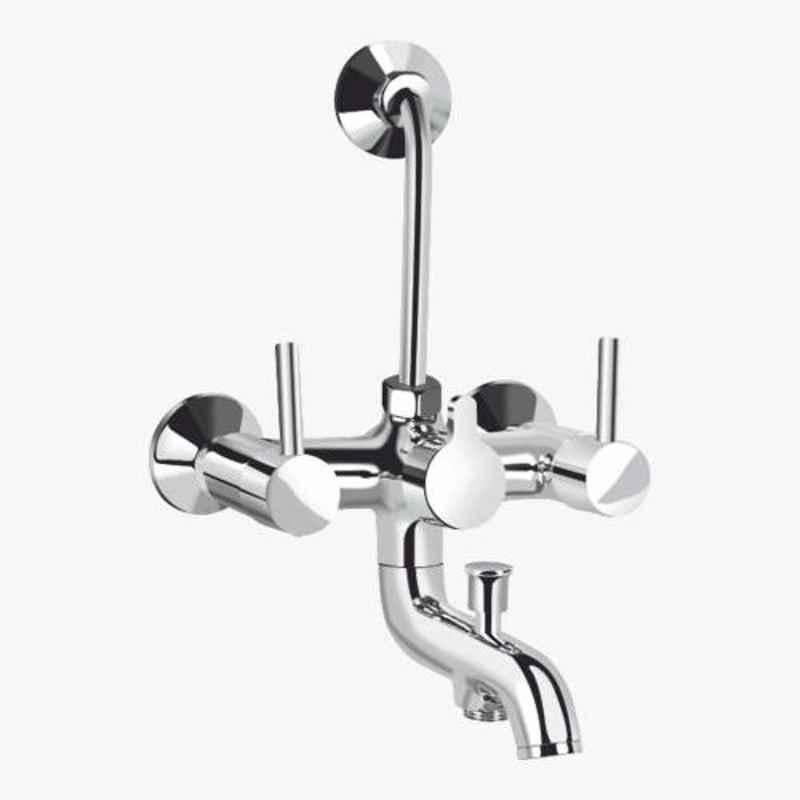 Kerovit Nucleus Silver Chrome Finish Wall Mixer 3 in 1 with Flanges, KB111018