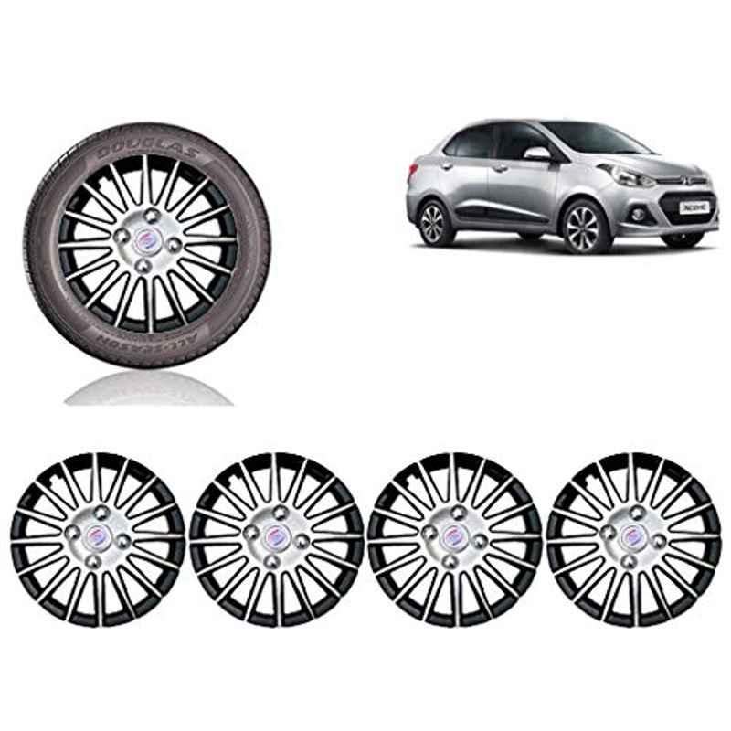 Auto Pearl 4 Pcs 14 inch ABS Black & SIlver Car Wheel Cover Set for Hyundai Xcent 2016