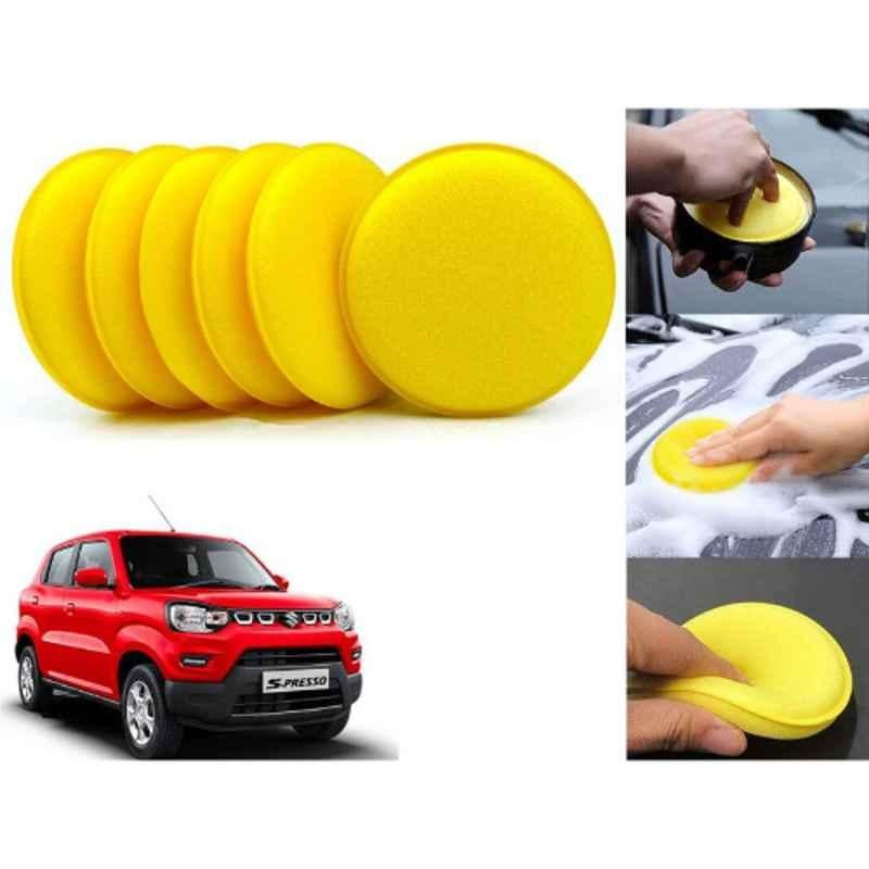 Auto Pearl Polyurethane Beige Washing & Waxing Polish Foam Sponge for S Presso (Pack of 6)