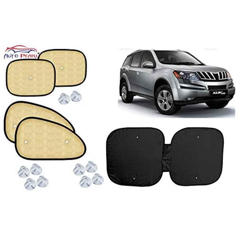 Auto Pearl 5 Pcs PVC & Mesh Beige Window & Front Sun Shade Set for Mahindra XUV 500