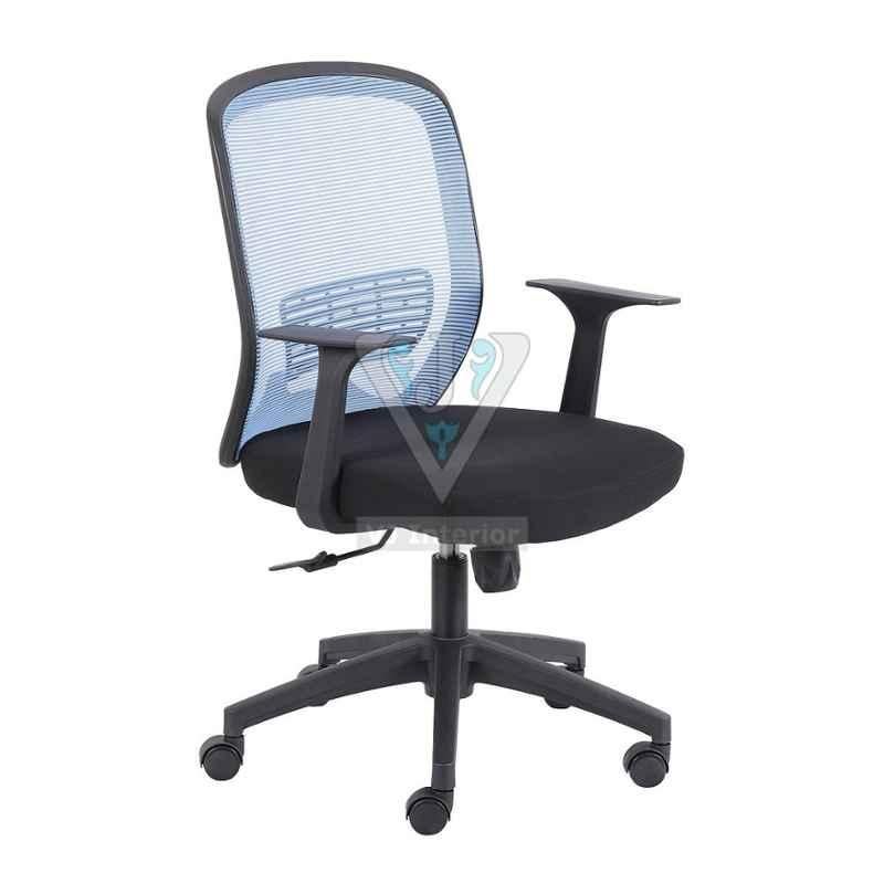 VJ Interior 18x18 inch Black & Sky-Blue Mid Back Mesh Office Chair, VJ-847