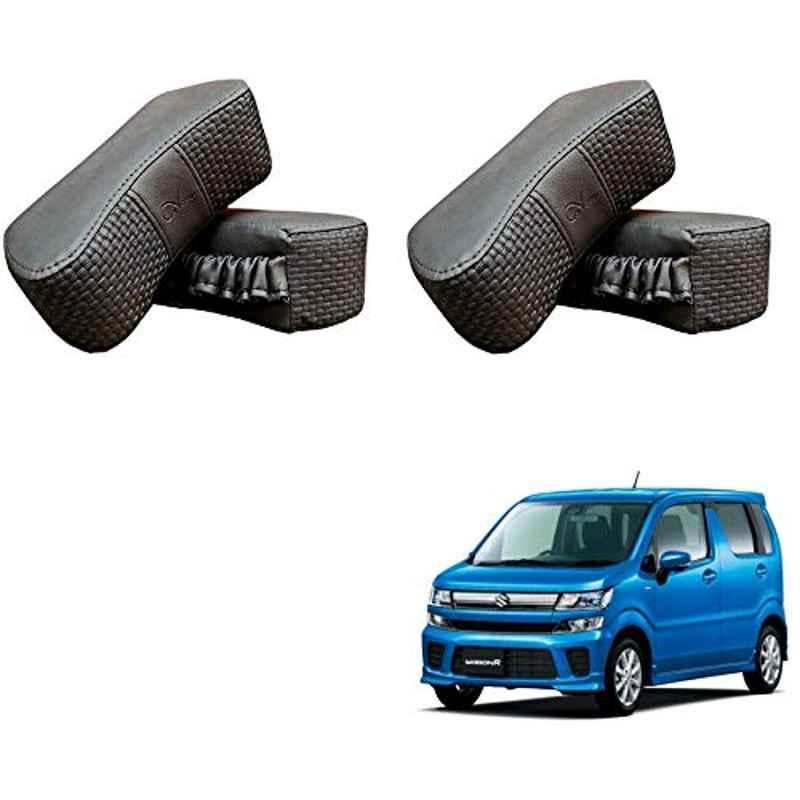 Kozdiko 4 Pcs CV Designer Grey Leatherite Neck Rest Car Cushion Pillow Set for Maruti Suzuki WagonR 2019