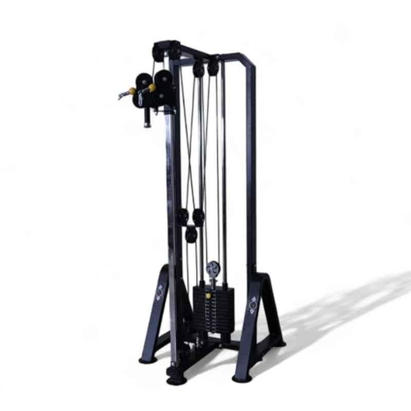 GYM24 Equipment CC-111 Alloy Steel & Iron Black Dual Pully Cable Cross Single Weight Tower with 60kg Weight Stack