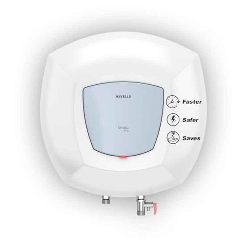 Havells Greta Pro 15 Litre 2000W Plastic White & Blue 4 Star Storage Water Heater