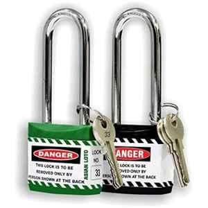 Asian Loto 2 Pcs 65mm Red & Black Long Shackle Jacket Padlocks Set for Safety, ALC-LPL-RK