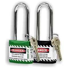 Asian Loto 2 Pcs 65mm Red & Black Long Shackle Jacket Padlocks Set for Safety, ALC-LPL-RK