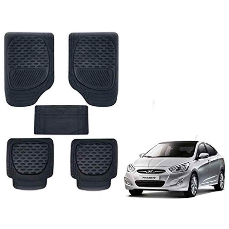 Kozdiko 6255TW 5 Pcs PVC & Rubber Black Car Mat Set for Hyundai Accent