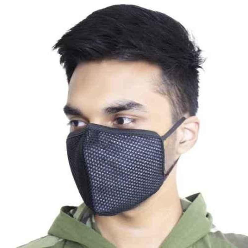 Arcatron 5 Pcs 5 Layer Cotton Black Washable & Reusable Face Mask Set, MK-F95-5