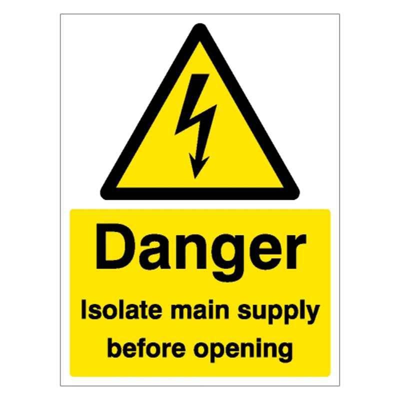 SUNSIGNS 400x600mm Vinyl Danger Isolate Main Supply Before Opening Signage, SN0035VNLOTHPIXAP