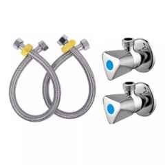 Fastgear 4 Pcs Stainless Steel Silver Chrome Finish Bathroom Faucet Set, FG2082