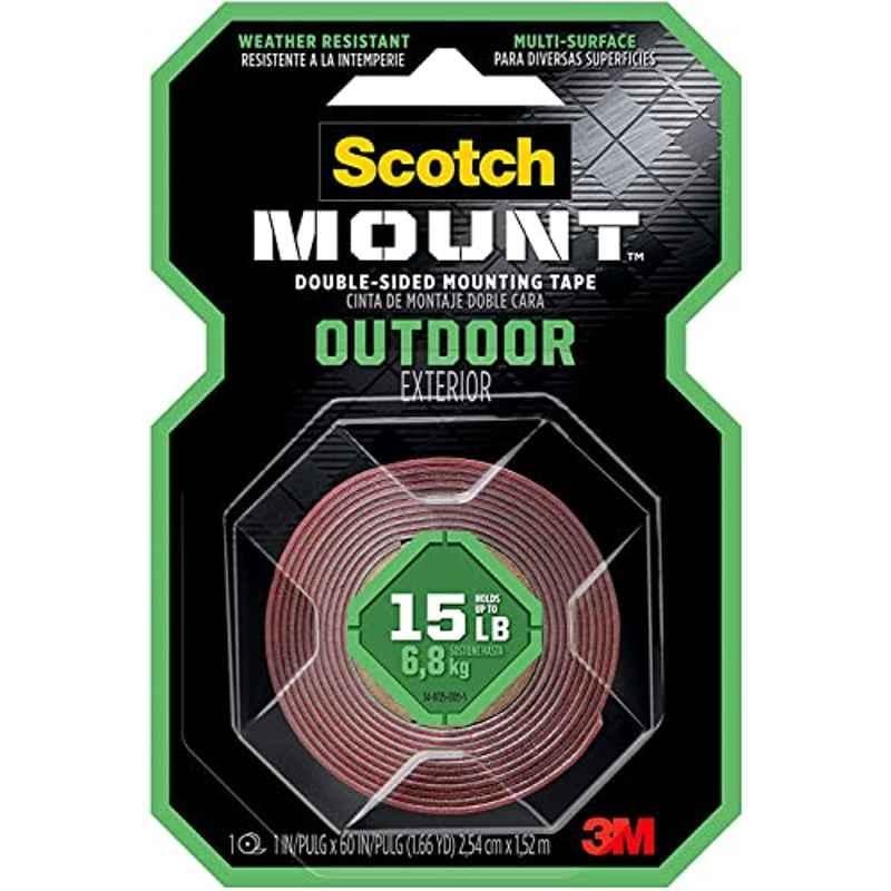 Scotch-Mount Outdoor Double-Sided Mounting Tape 411H, Black Color, 1 Inx60 In (2,54cmx1,52M), 1 Roll/Pack