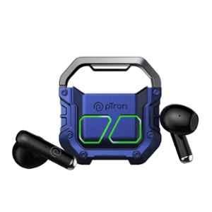 pTron Bassbuds Xtreme 13mm Blue & Black In-Ear Bluetooth Wireless Earbuds with Mic, Stereo Calls, Deep Bass, Touch Control & Type-C Fast Charging