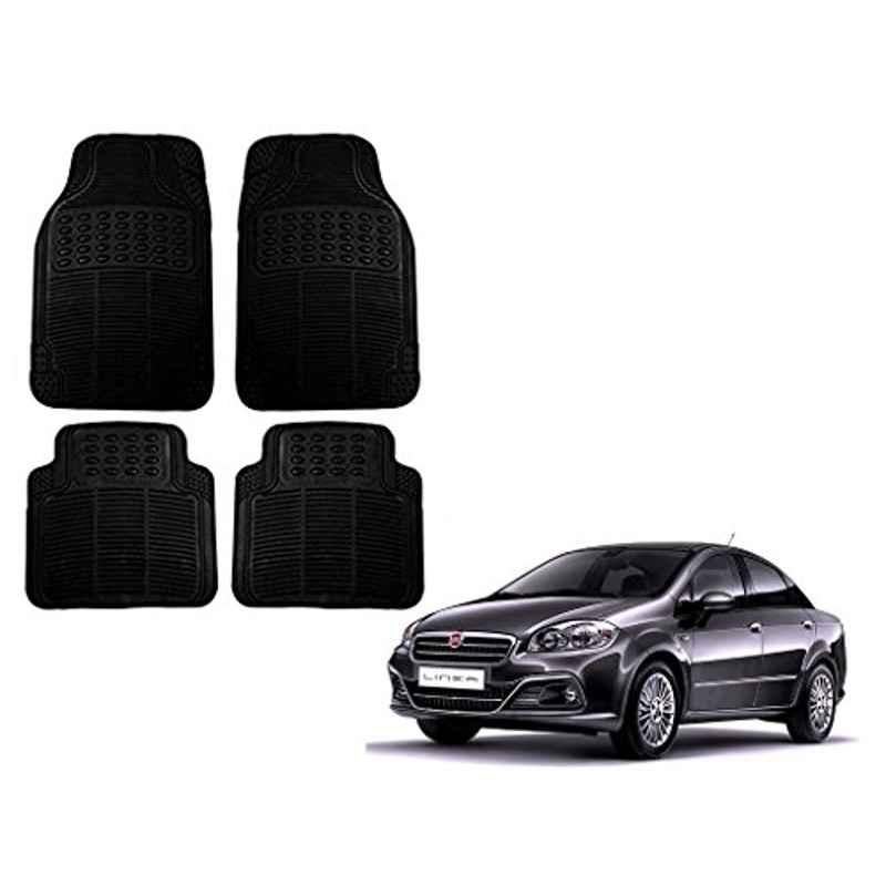 Kozdiko Black Simple Rubber Car Foot Mat Set for Fiat Linea, koz_29017