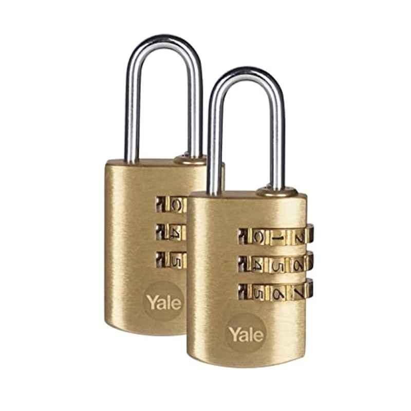 Yale Y150B-22-120-2 22mm Brass & TPU Combination Padlock (Pack of 2)