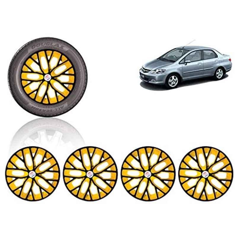Auto Pearl 4 Pcs 14 inch ABS Black & Yellow Press Type Fitting Car Wheel Cover Set for Honda City Zx