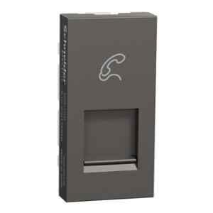 Schneider Electric Miluz Zeta RJ11 1 Module Warm Grey Telephone Socket with Shutter, MZRJ111M_WG