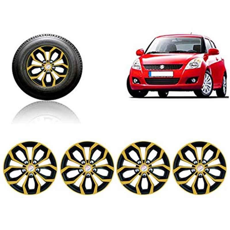 Auto Pearl 4 Pcs 14 inch ABS Golden & Black Car Wheel Cover Set for Maruti Suzuki SwiftT2