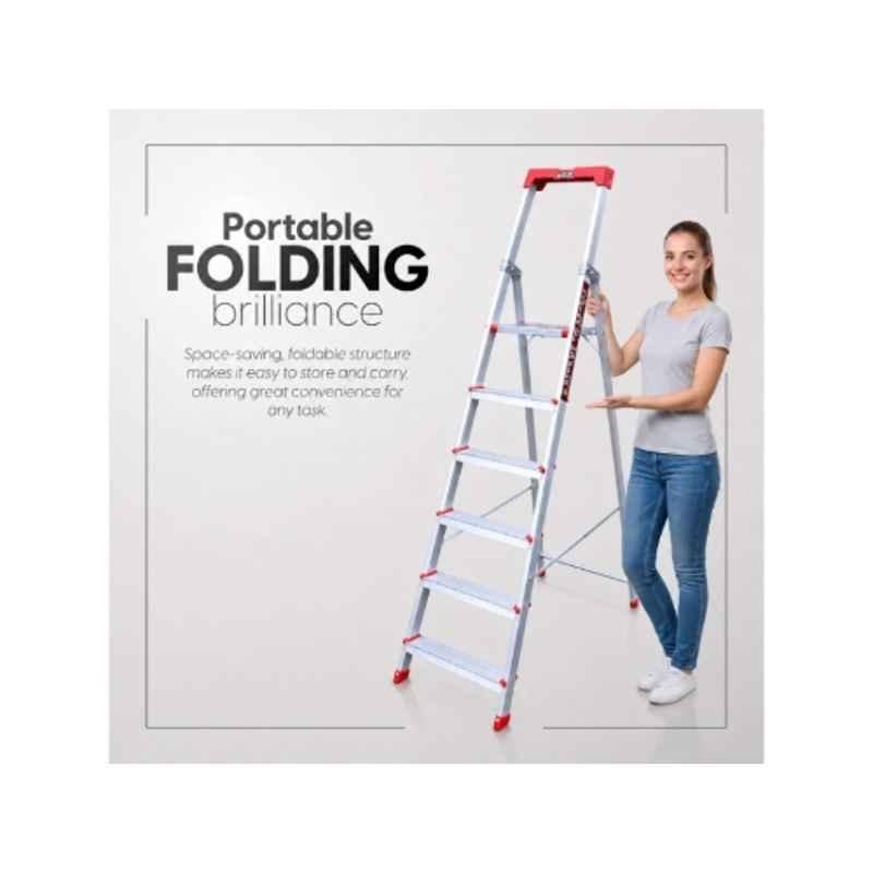 EMAC Prime 6 Step Aluminium Ladder wIth Tools Tray & 3.2 inch Wide Anti Skid Step, EMAC-PRIME-6