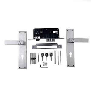 Voltizi Sierra ‎Stainless Steel ‎Matt Finish Mortise Bedroom Door Lock Set with 4 Latches Both Side Key Cylinder & Pull Handle