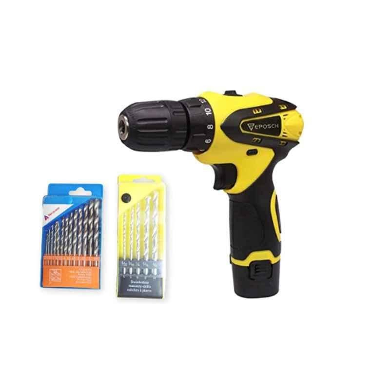 Buy Eposch 12V 10mm Yellow Blue Cordless Drill Machine Cum Screwdriver with LED Torch Online At Best Price On Moglix