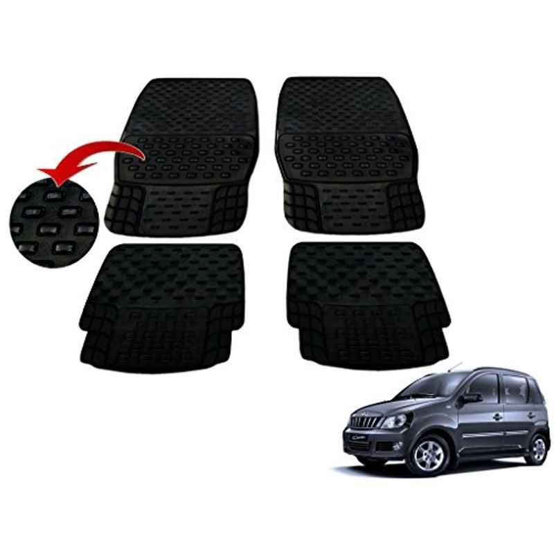 Kozdiko 4 Pcs PVC & Rubber Black Car Floor Mat Set for Mahindra Rexton