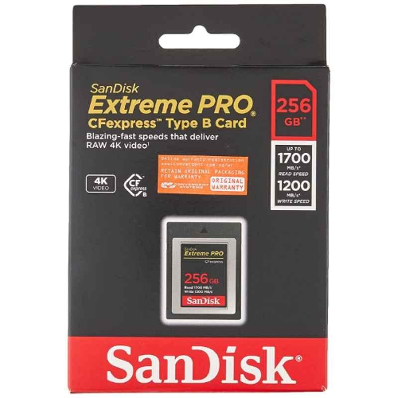 SanDisk Extreme Pro Cfexpress 256GB Black Type B Compact Flash Memory Card, SDCFE-256G-GN4NN