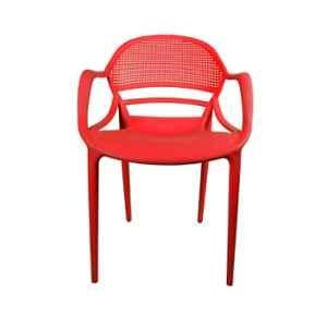 Diya Sunset Red Solid Back Plastic Chair with Arm