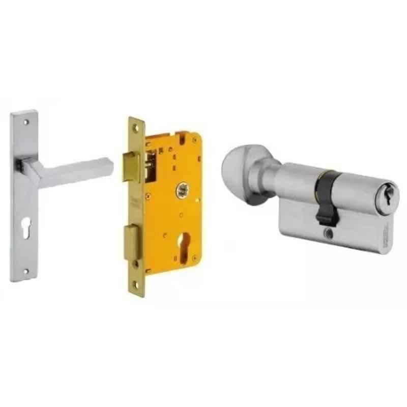 Dorset HL Series Nero 60mm Stainless Steel Door Handle Lock Set with Knob & Key (Pack of 3)