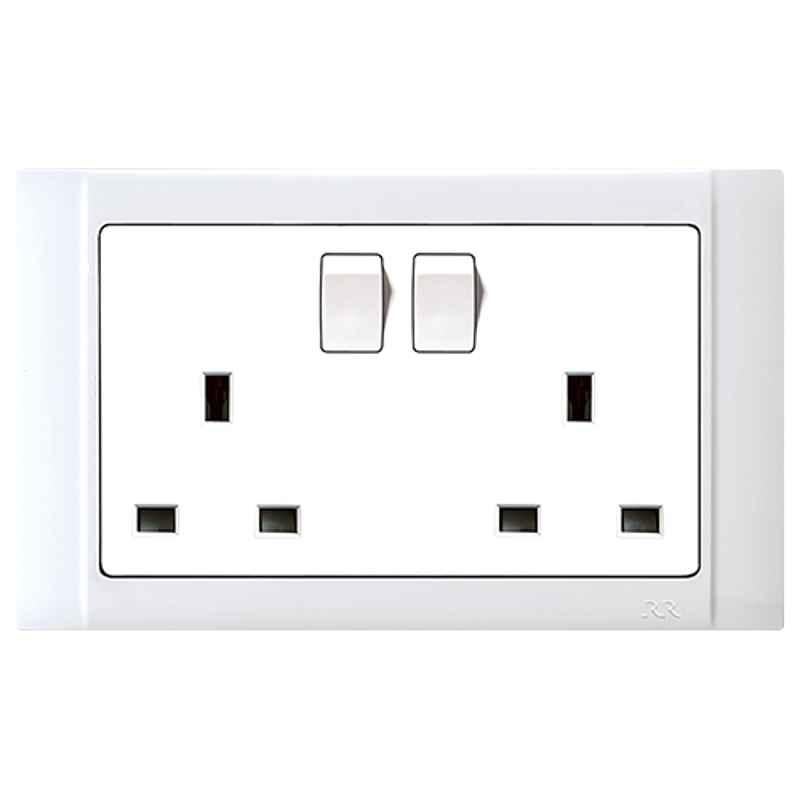 RR White 13A 2G DP Outlet Switched Socket, VN6663