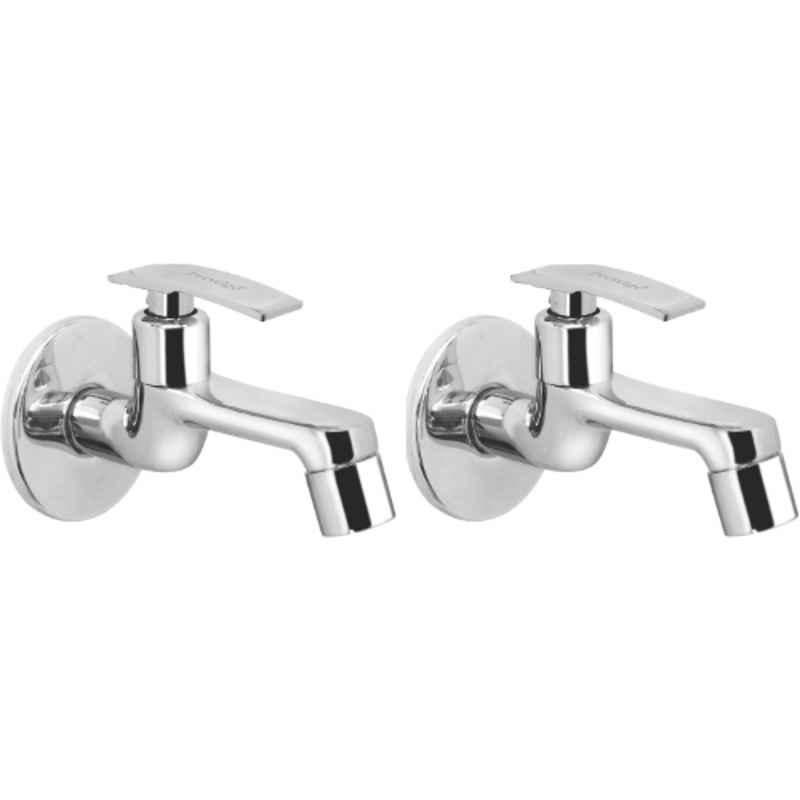 Prestige Passion Brass Chrome Finish Long Body Bib Cock with Wall Flange (Pack of 2)