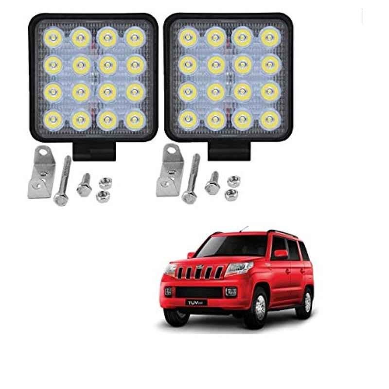 Kozdiko 2 Pcs 48W 16 LED White Bright Beam Square Fog Light Set for Mahindra TUV-300, koz_92735