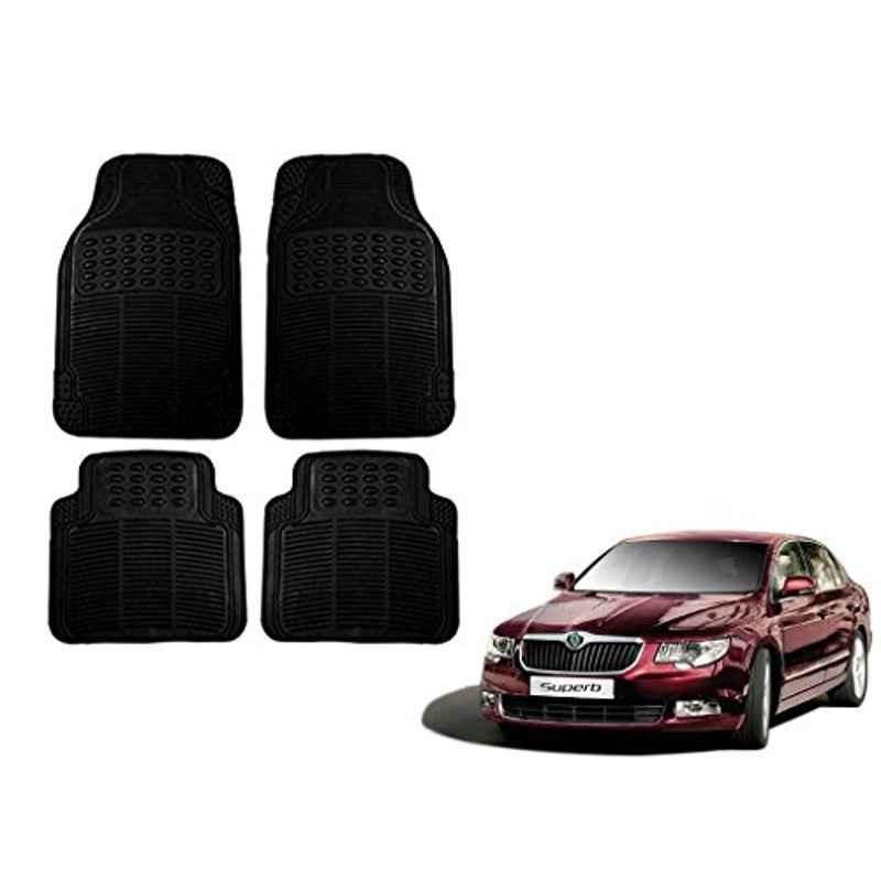 Kozdiko 4 Pcs Black Rubber Car Mat Set for Skoda Superb