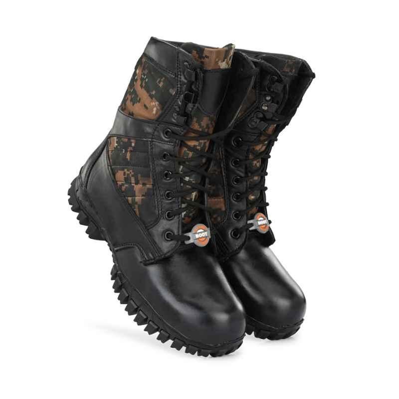 Timberwood Leather & Canvas Steel Toe Black Men's Biker Boots, Size: 8