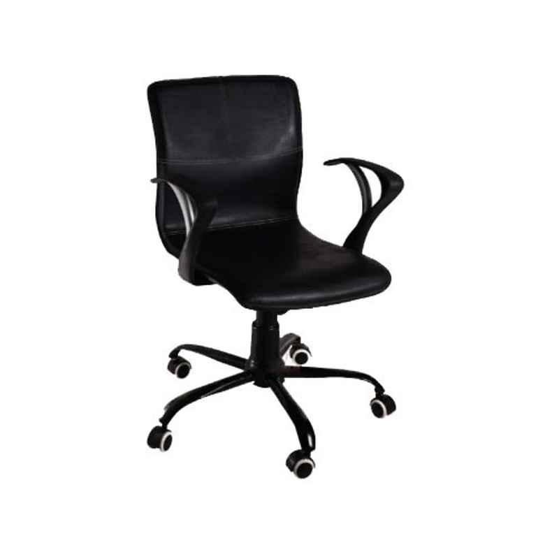 Rose Leather Black Mid Back Office Chair, 133