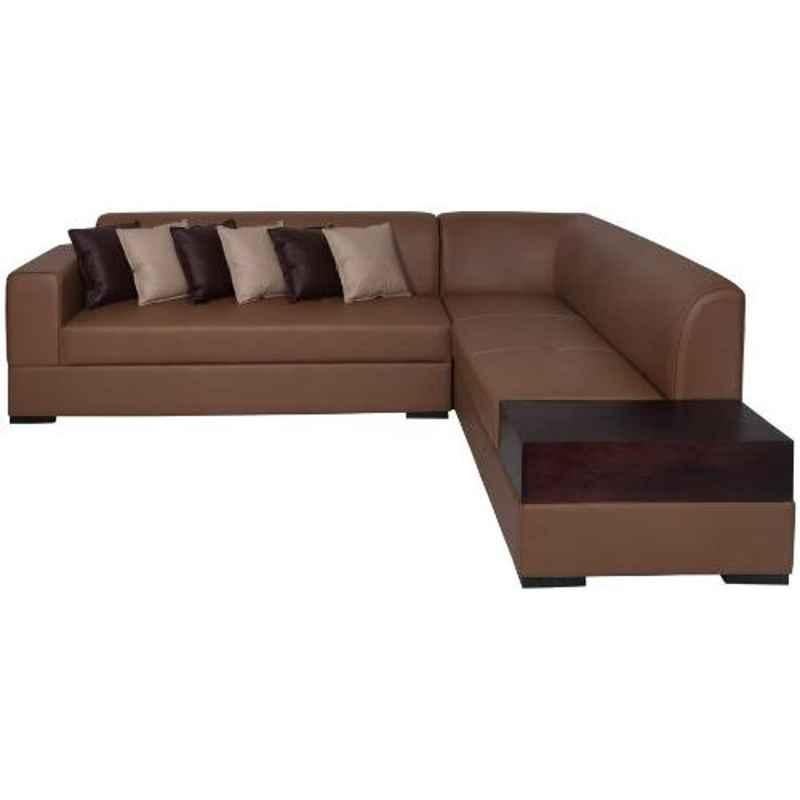 Evok Tan Brown Alden Leatherette L-Shape Sofa�for Right Position, IT00061883