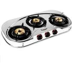Fogger 3 Burner Stainless Steel Silver Manual Ignition Gas Stove with 2 Years Warranty