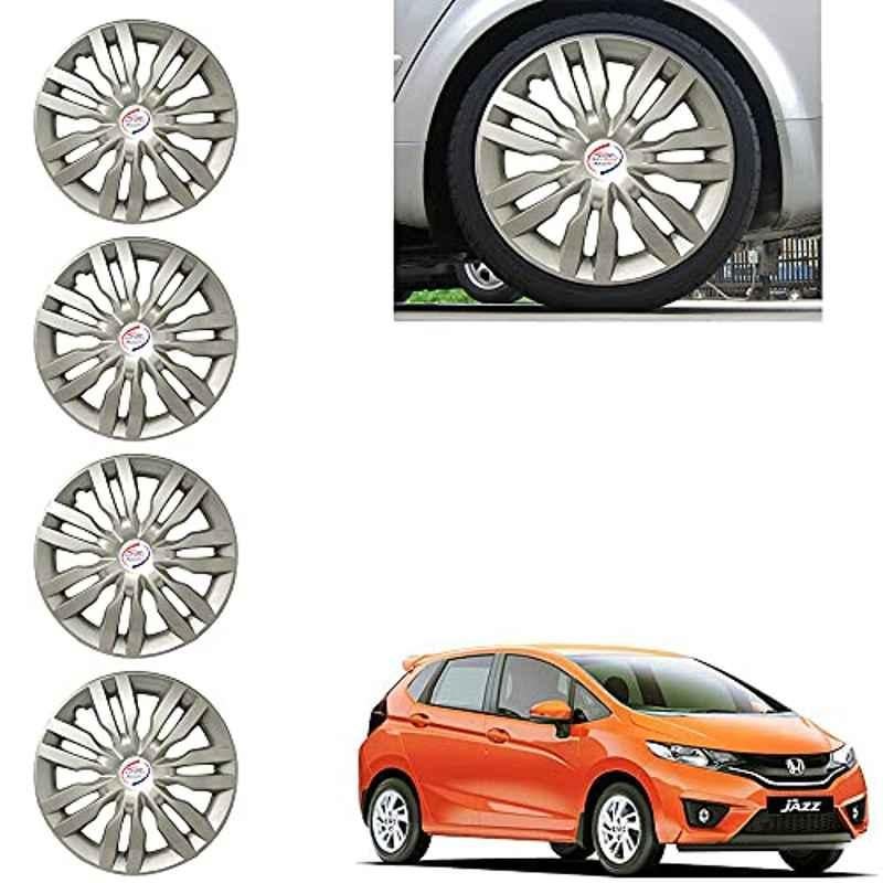 Auto Pearl 4 Pcs 14 inch Silver ABS Press Type Hubcap Wheel Cover Set with Retention Ring for Honda Jazz2015EModel