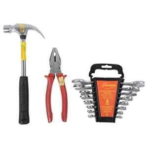 Globus 810 1 Pc Steel Plier, Hammer & 8 Pcs Spanner Set