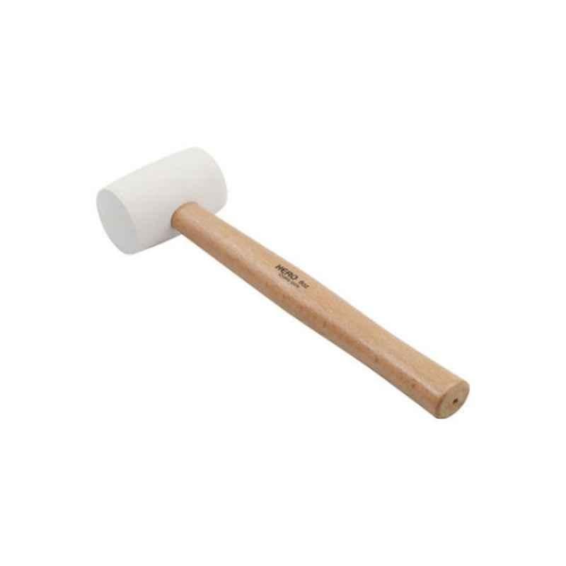Hero RHW16 16oz Brown & White Rubber Hammer with Wooden Handle