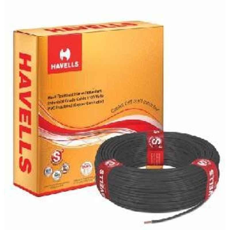 HavellsLifeLine Plus WHFFDNBLG1010 HRFR PVC Insulated Flexible Cable Single Core 10 Sq. mm - Black
