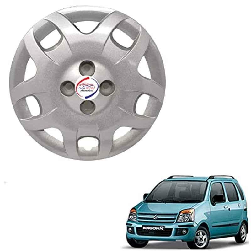 Auto Pearl 4 Pcs 13 inch ABS Punto Silver PN 20 Hubcap Wheel Cover Set with Retention Ring for Maruti Suzuki WagonR 2006 2010