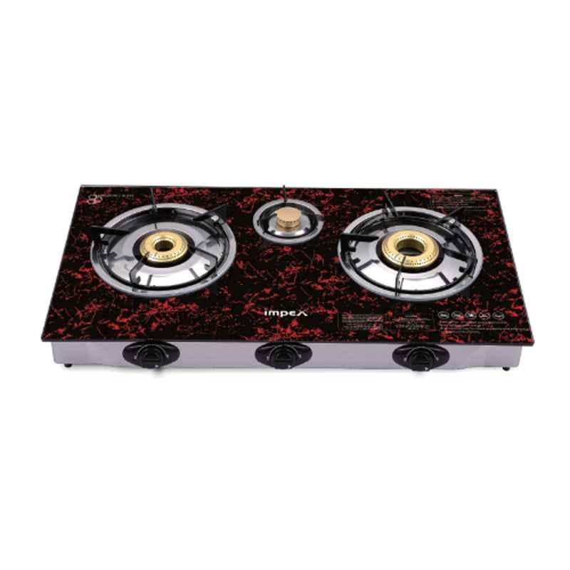 Buy Impex 3 Burners Steel Silver Glass Top Gas Stove IGS 1233FDOnline at Best Price in UAE