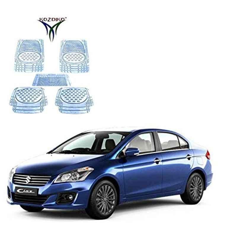 Kozdiko 5 Pcs 6605 PVC & Rubber Clear Car Foot Mat Set for Maruti Suzuki Ciaz Facelift 2018-Present