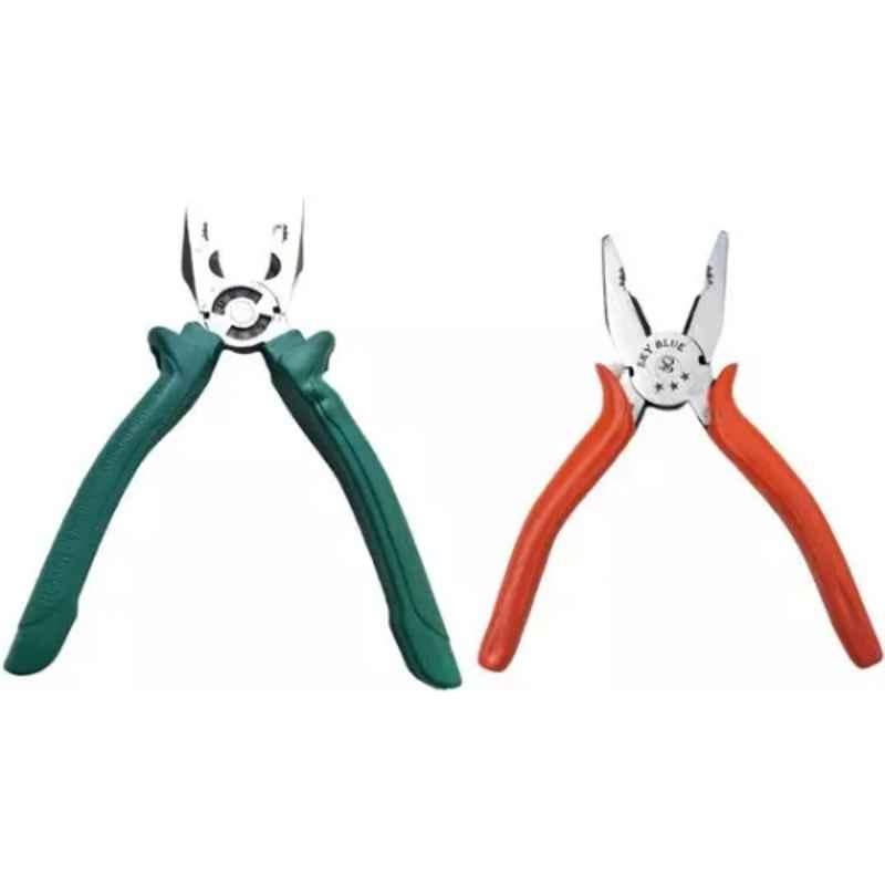 Sky Blue 2 Pcs 7.8 inch Lineman Plier Combo, SBE_PLIER_COMBO_MOD_01263