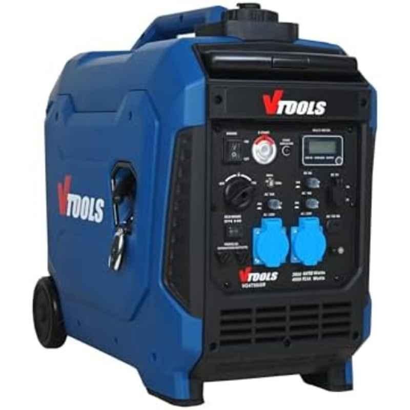 VTOOLS 4000W 190cc 4 Stroke Blue High-Performance Portable Silent Gasoline Generator, VG4750iSR