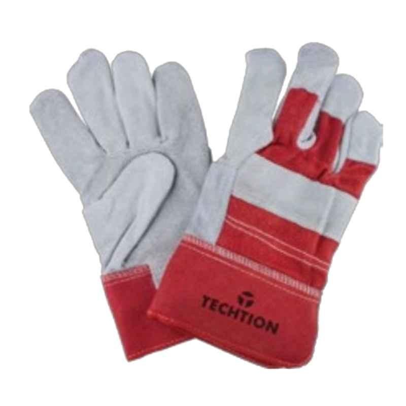 Techtion Rocky Max Multipro Heavy Duty Single Palm Premium Leather Working Safety Gloves with Rubberized Cuff