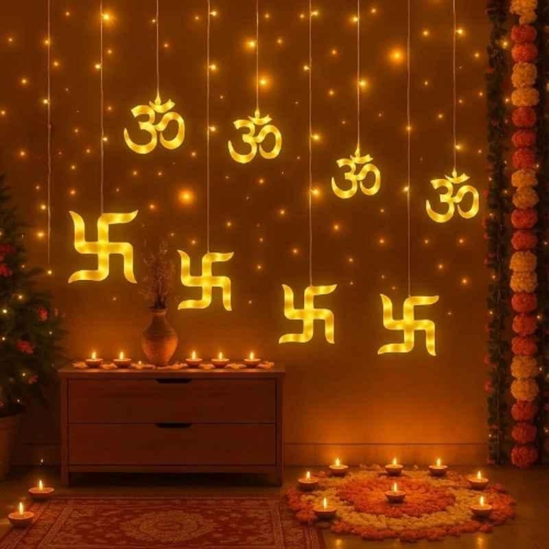 SP Lights 3.05m Swastik Om Curtain LED String Light with 120 LEDs & 8 Flashing Modes